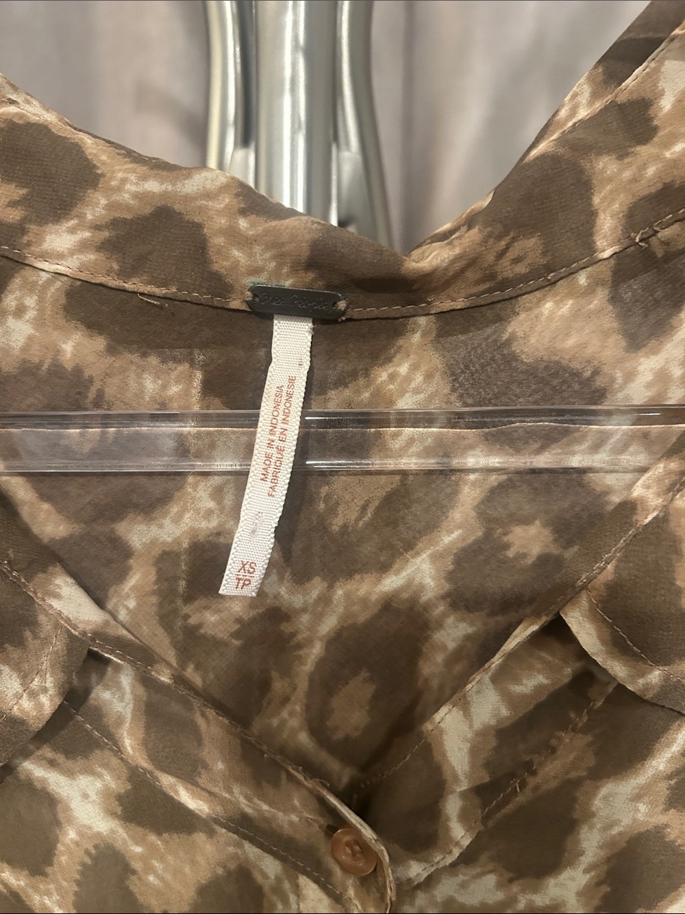 Free People Brown Leopard-Print Button Down Shirt - Picture 2 of 10
